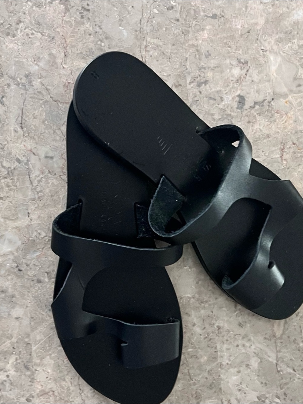 Black Double-Strap Slip-On Sandals